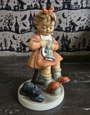 Vintage Goebel Hummel Mother’s Helper #133 Girl Sewing Black Cat W Germany picture