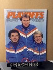 Q5 1983 EARLY WAYNE GRETZY OILERS vs JETS Playoff Hockey Program  picture