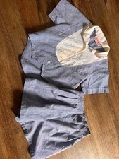 Vintage Russie Blue Chambray Blouse and Shorts Set with Eyelet Detail picture