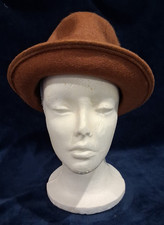 Vtg 1950s Melosoie Henry Pollak Wool Felt Fedora Hat Camel Brown Trilby 60s picture