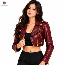 cropped leather jackets for women picture
