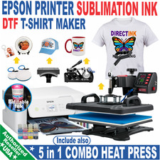 Epson Printer with Sublimation ink Kit plus 5 in 1 Heat Press Complet Bundle,, picture