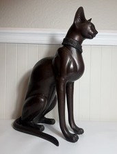 A. Tiot Attributed Large Bronze Egyptian Bastet Cat Sculpture 29” 1970s picture