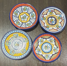 Espinoza Hnos. Mexican Talavera Hand-Painted Pottery Plates Set of 4 picture