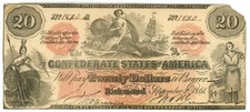 CT-19 1861 Confederate States of America CSA $20 Note CTFT (64201) picture