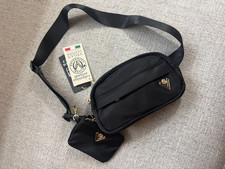Valentino Orlandi Black Polyester Crossbody Bag Gold Hardware Pouch NWT picture
