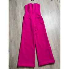 Trina Turk Magenta Pink Strapless Notched Wide Leg Jumpsuit Size 0 picture