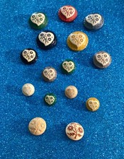 BUFFED  CELLULOIDS BUTTONS set of 15 picture