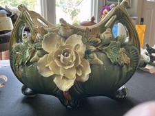 Antique French Sarreguemines Majolica Barbotine 1649 Jardiniere Planter picture