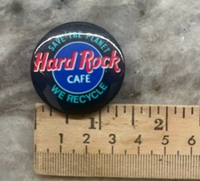 Hard Rock Cafe Save The Planet We Recycle VINTAGE 1990s Button Pin picture