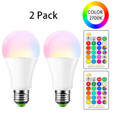 E26 LED Light Bulbs RGB Color Changing 15W A19 Warm White with Remote 2 Pack picture