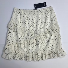 Nasty Gal Polka Dot Ruffle Hem Mini Skirt Size 4 White Black Tiered Flounce NWT picture