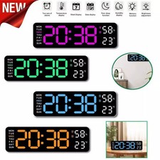 LED Digital Large Display Wall Desk Alarm Clock With Calendar Temperature Date picture