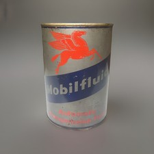 VTG Rare 1960s Mobilfluid ATF 200 Type A Empty Aluminium Can Red Pegasus GC WOW picture
