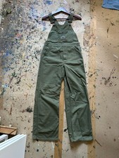 1940s N&W Overalls Sanforized 8 Oz Olive Herringbone Workwear Bib Pants picture