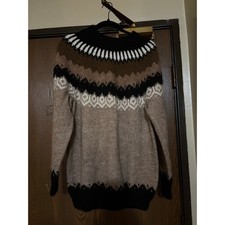 Vintage Alpaca Wool Handmade Fairisle Tribal Boho Fall/ Winter Knitted Sweater picture