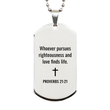 Proverbs 21:21 Necklace - Pursue Righteousness and Love Christian Gift - Bible V picture
