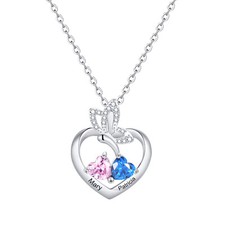 VNOX Personalized Name Necklace Drop Birthstone Heart Pendant Gift for Women picture