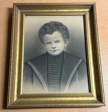 Antique 1890s Victorian Charcoal Portrait Mourning Art Memento Mori Young Boy picture