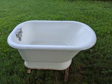 4 FT Vintage, Unique Cast Iron Pedestal Bath Tub  picture