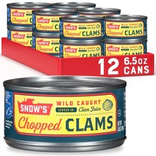 Snow's Wild Caught Chopped Clams Canned, 6.5 oz Can (Pack of 12) - 5g Protein Pe picture