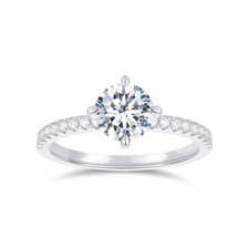 14K White Gold Round Cut Engagement Ring 1CT Round Cut Moissanite Rings 14K G... picture