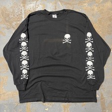 VTG Skull n Crossbones Black Long Sleeve Delta Pro Weight Shirt Men Size 2XL 00s picture