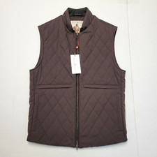 $1095 New Luciano Barbera Diamond Quilted Full Zip Vest Men SMALL S EU 48 Brown picture