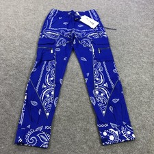 Guapi Pants Mens 28x30 Blue Bandana Paisley Cargo Elastic Limited Edition picture