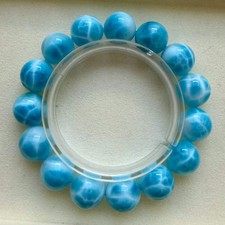15mm Natural Larimar Gemstone Bracelet quartz polished energy Reiki Gift picture