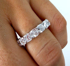 925 Silver, White Diamond Eternity Ring, 4mm Certified Treated-Excellent Luster picture