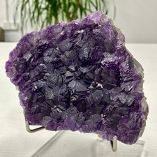 2.07LB  Rare transparent purple cubic fluorite mineral crystal sample/Chin picture