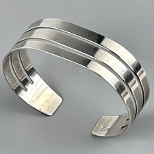 James Avery Rare Retired Triple Bar Sterling Silver Cuff Bracelet Vintage 6” picture