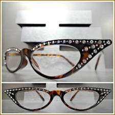 Women's Elegant Retro CAT EYE READING EYE GLASSES READERS Bling Tortoise Frame picture