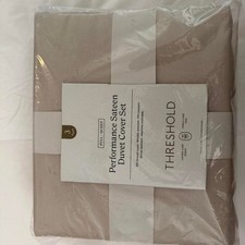 Threshold Performance Sateen Duvet Cover Set Full/Queen 3pc Taupe 310TC picture