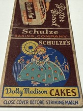 SCHULZE’S Baking Co Daily Madison Cakes Butternut Bread Vtg 1940’s Matchbook picture