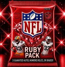 NFL Football Ruby Pack with 3 Guaranteed Autographs Relics or Numbered Cards picture