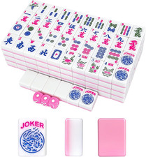 166pcs Pink Engraved American Mahjong Set, 1.2-inch Melamine Mah Jogg Tile picture