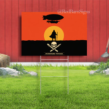 Sunset Airship Wanderer Spooky Halloween Indoor Outdoor Yard Sign with metal picture