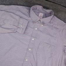 Vintage Brooks Brothers Shirt Mens 17.5-3 Makers Purple Striped Made in USA picture