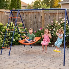 550lbs 6-in-1 Kids Swing Set Backyard Playground Metal Swings Stand Set for Kids picture
