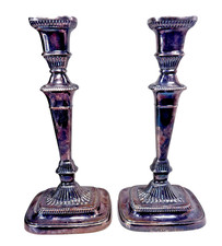 Antique Pair 2 Barker Ellis Silverplate Candlesticks 10.5