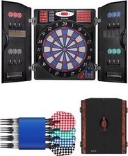 Electronic Dart Board Set, Soft Tip Dartboard Cabinet Set for Adults, LED Scorin picture