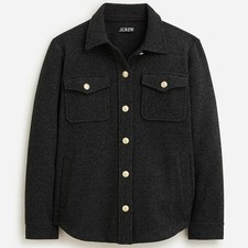 NWT J. Crew Gray Wool Blend Shirt Jacket Gold Crest Buttons XS BT697 picture