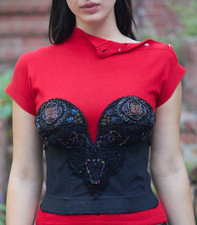 Vtg Victoria's Secret L Gold Label Beaded Bustier Corset Met heavenly bodies picture