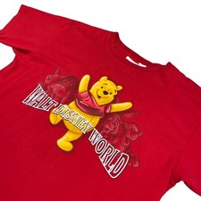 VTG Walt Disney World Winnie The Pooh 100% Cotton T-Shirt Red • USA • Large picture