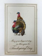 c. 1915 Thanksgiving Day Postcard Turkey Turkeys Embossed picture