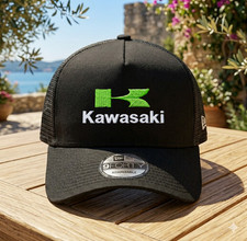 Kawasaki Racing Trucker Hat Embroidered Snapback Mesh Cap Motorcycle picture