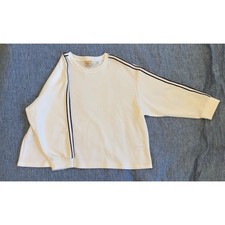 Elie Tahari Woman Soft Modal Rayon White Crewneck Collegiate Stripe Plus Size picture