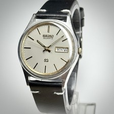 Vintage Seiko SQ Quartz Mens Watch 5H23 7009 June 1987 Day Date Silver Gold Tone picture